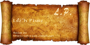 Léh Piusz névjegykártya